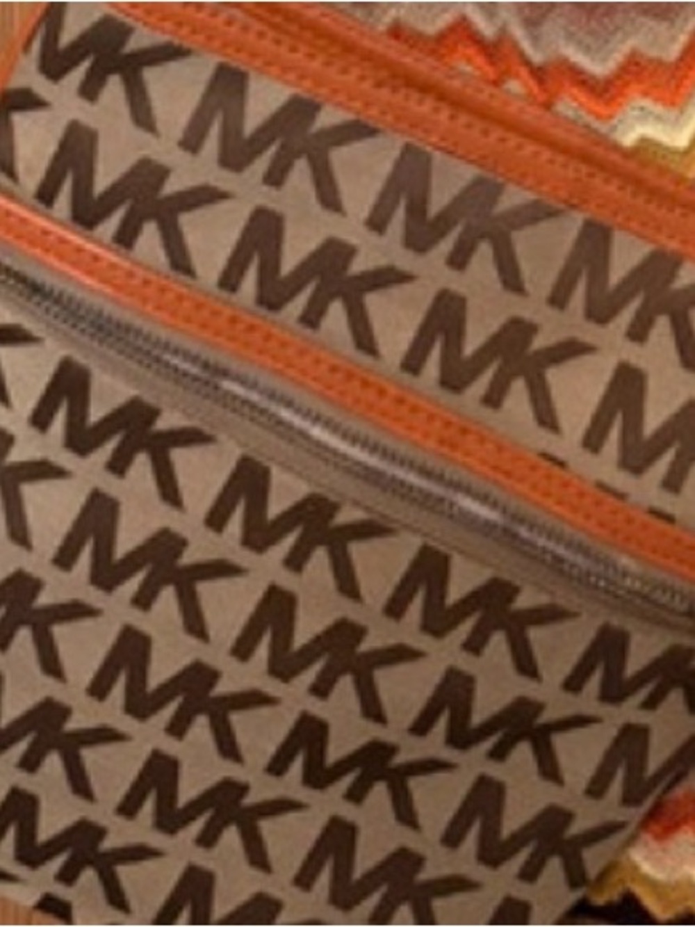 Michael Kors Brown MK Logo Belt Bag with Orange Trim - Picture 2 of 7